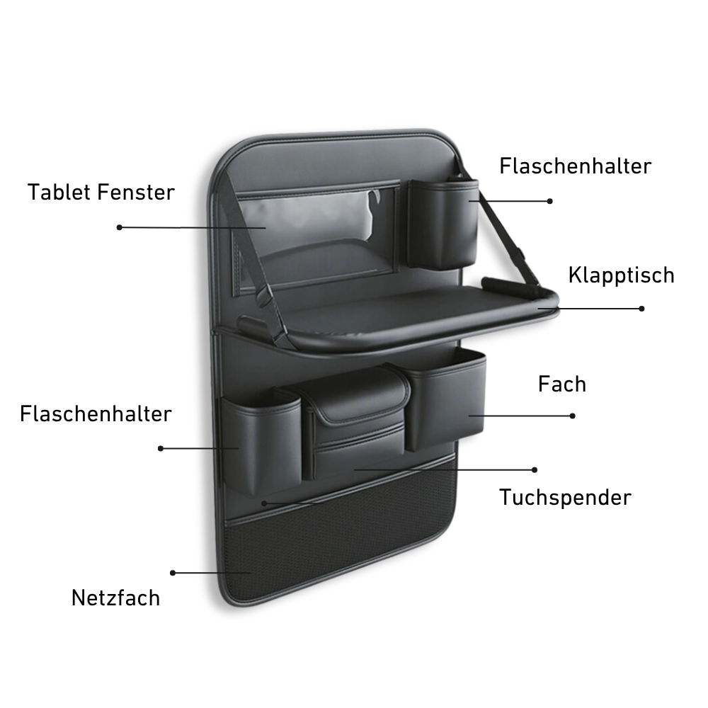 VIVANNA Auto-Rücksitz-Organizer – Mit Tisch, Tabletfach & viel Platz
