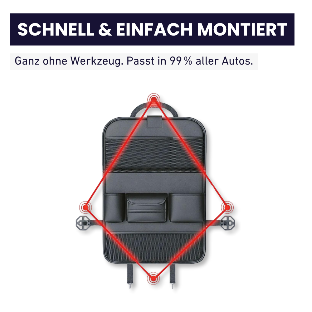 VIVANNA Auto-Rücksitz-Organizer – Mit Tisch, Tabletfach & viel Platz